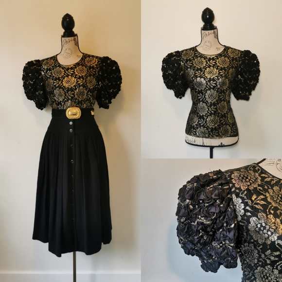 Vintage Tops - Vintage Avant garde puff sleeve lace top